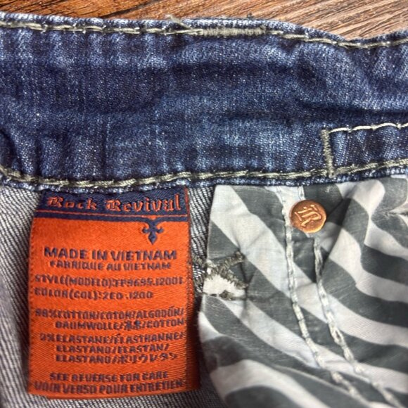 Rock Revival Zed Straight Jeans Distressed Faded Medium Wash Men’s Size 36 - Picture 7 of 13